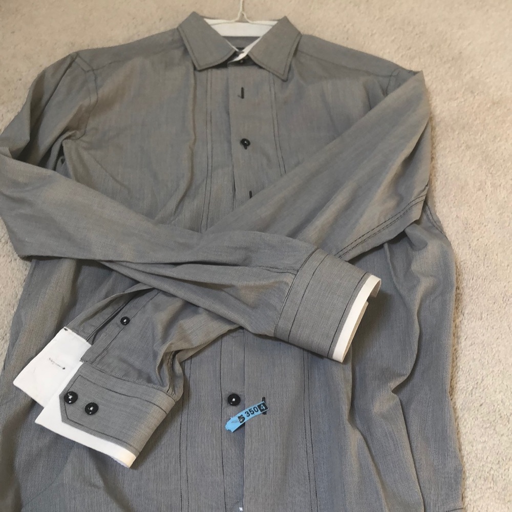Dry cleaned and ready black pinned stripped shirt